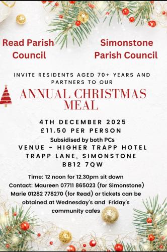 INVITATION TO RESIDENTS AGED 70+ YEARS AND PARTNERS TO OUR ANNUAL CHRISTMAS MEAL
